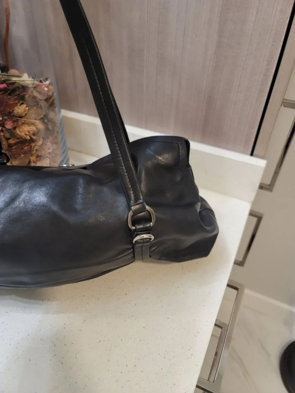 PRADA Milano Italy Black Tessuto-Vitelli Push-lock Easy Shoulder Bag Vintage - Picture 4 of 16